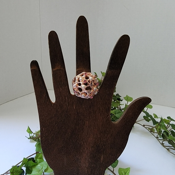 Blush Rose Gold Stretch Cluster Ring - Picture 1 of 7